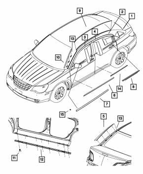 Windshield molding left Chrysler 200 11-14