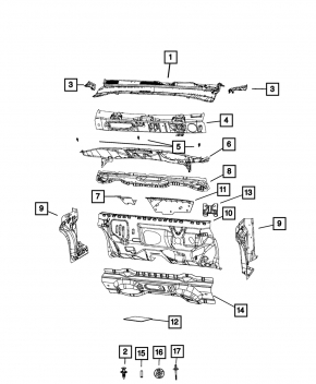 Wiper grille plastic Jeep Compass 17-
