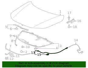 Hood release cable Honda Civic XI FE/FL 22- front