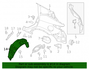 Rear right fender liner for Nissan Murano z52 18-24