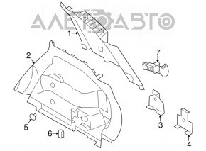 Arch trim right upper Nissan Rogue 14-20 gray under 2 rows, scratch