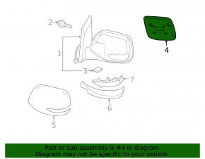 Right mirror element for Subaru Tribeca B10 08-14