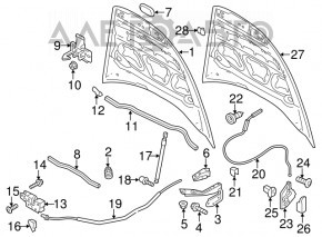 Bonnet shock absorber left Porsche Cayenne 958 11-14