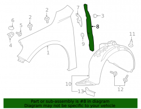 Right door-wing seal for Chevrolet Malibu 16-23