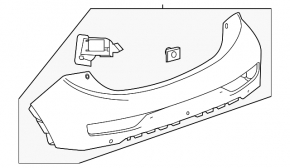 Rear bare bumper upper part Chevrolet Bolt 17-21 under BSM and parking sensors