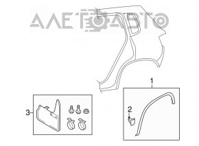 Rear right wing arch trim VW Tiguan 18-24 structure, worn, cracked mount