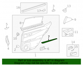 Door trim molding card rear left Lexus ES300h ES350 13-15 mahogany