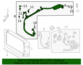 Kia Sportage 23-26 2.5 air conditioner compressor-heater-condenser hose