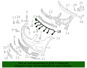 Wiring for the front bumper of the Mercedes GLK-class X204 13-15 without radar