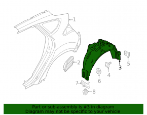 Rear left mudguard Ford Focus mk3 11-18