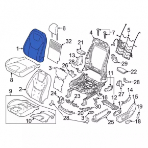 Driver's seat Ford Edge 15-24 without airbag, beige leather