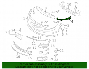 Front bumper mount, right, long, Mazda6 09-13