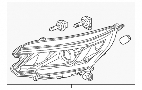 Headlight front left bare Honda CRV 15-16 Touring