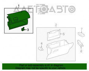 Glove box, glove compartment Toyota Prius V 12-17 upper beige, two latches are broken