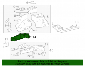 Outer part of the front left side member of a Toyota Corolla 14-19