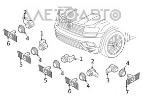 Rear parking sensors, interior, VW Passat B8 16-19, USA
