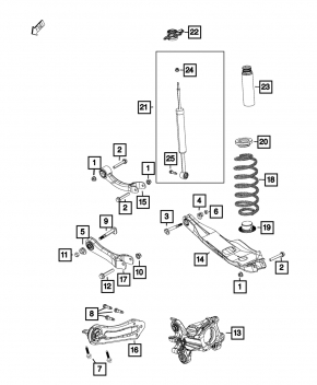 Rear left shock absorber Jeep Cherokee KL 14-18 fwd