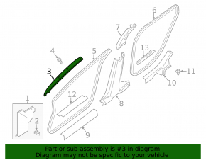 Nissan Altima 13-14 front pillar trim, left, gray, type 2