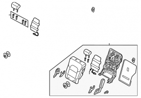 Rear seat backrest, 2nd row, left, Hyundai Tucson 19-21, black cloth, with mechanism, for cleaning