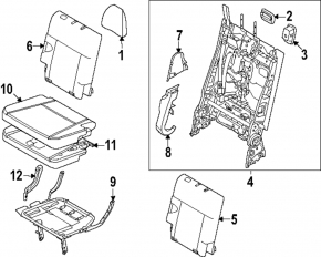 Rear left headrest, 3rd row, Hyundai Santa Fe 24-26, gray leather