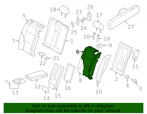 Backrest of the rear row of seats (2nd row) left Audi Q3 8U 15-18 black leather, dents