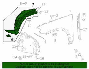 Front right mudguard Mercedes W167 GLE 350 450 20-23 front part