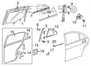 Rear left door glass for Mercedes W221