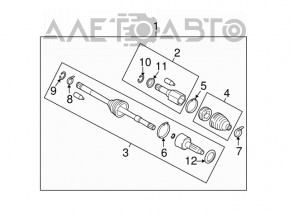 Drive axle shaft front left Subaru Outback 10-14 2.5 3.6