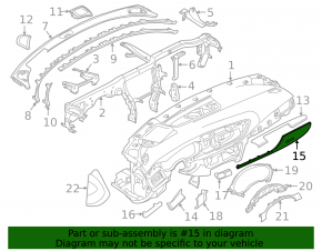 Right front panel trim for Audi A6 C7 16-18, wood grain (brown ash), quattro, scratches