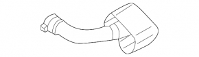 The right muffler tip of the Audi Q7 16-23 is rusted at the edge, missing a fragment.