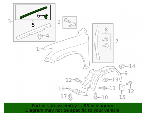 Right hood-wing seal for Lexus LX570 08-15 pre-restyling