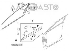 Emblem inscription AWD front left door Kia Sorento 16-20