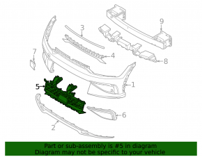 Kia EV6 22-24 front bumper lower grille, central, black gloss, radar-like, GT-Line