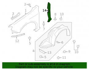 Left wing door seal for Subaru Impreza WRX GH 2008-2012