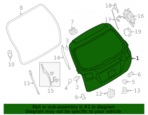 Boot door bare Subaru Outback 15-19 electric