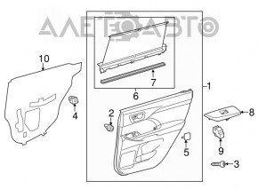 Door trim card rear right Toyota Highlander 14-16 under JBL with curtain gray scratches