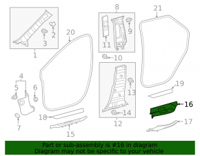 Door sill outer rear right Lexus RX350L RX450hL 18-22 long black