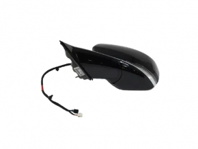 Left side mirror assembly for Jeep Grand Cherokee WL 21-26, 8+4 pins, turn signal, heated, BSM, chrome housing, black