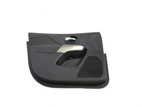 Door trim, front left, Jeep Cherokee KL 19-22, black, with black leather insert, leather armrest, gray molding, with handle, worn
