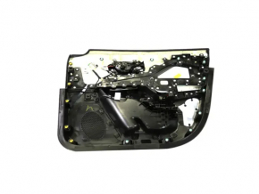 Door trim, front left, Jeep Cherokee KL 19-22, black, with black leather insert, leather armrest, gray molding, with handle, worn