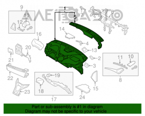 Dashboard front panel without AIRBAG Hyundai Azera 12-17 black