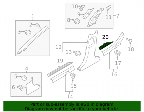 Door sill trim rear left outer Hyundai Sonata 15-19 black, scratch