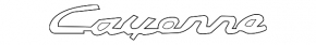 The Cayenne emblem on the tailgate of the Porsche Cayenne 20-23 Coupe, chrome