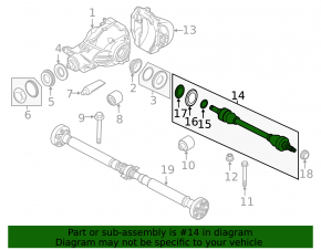 Drive axle shaft rear left BMW 5 F10 14-16 AWD, 3.0d, 31mm