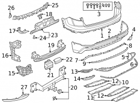Rear bumper mount, left wing, Audi Q8 19-23