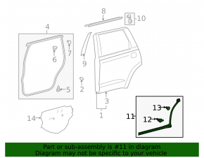 Lower rear right door seal for Toyota Sequoia 2016