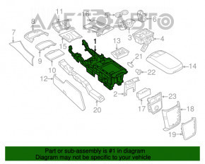 Central console armrest and cup holders Chrysler 300 11-14 prerest