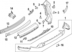 Bare rear bumper for Nissan Rogue 24-26 S, SV