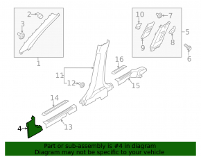 Front pillar trim lower right Kia Niro 19-22 EV black
