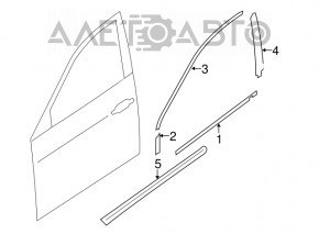 Door trim lower front left Subaru Forester 14-18 SJ black with chrome